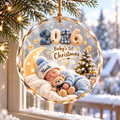 Personalized baby's first Christmas 2026 ornament, boy design, illustrative mockup