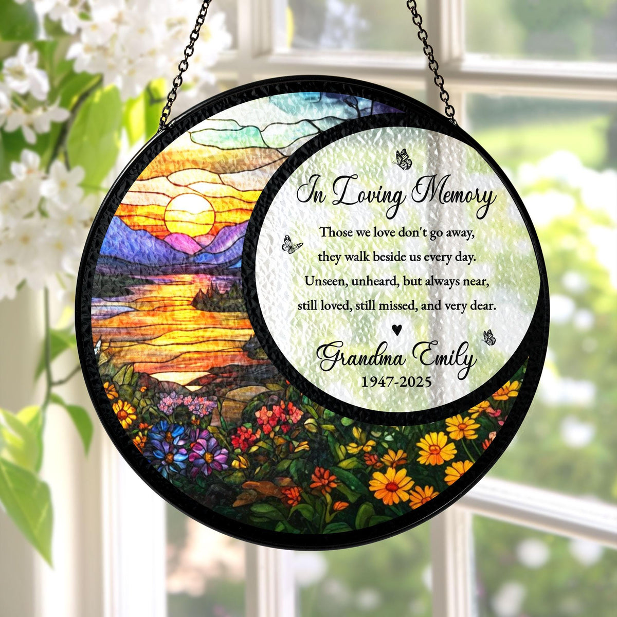Personalized Moon Landscape Memorial Glass Suncatcher – product view 1
