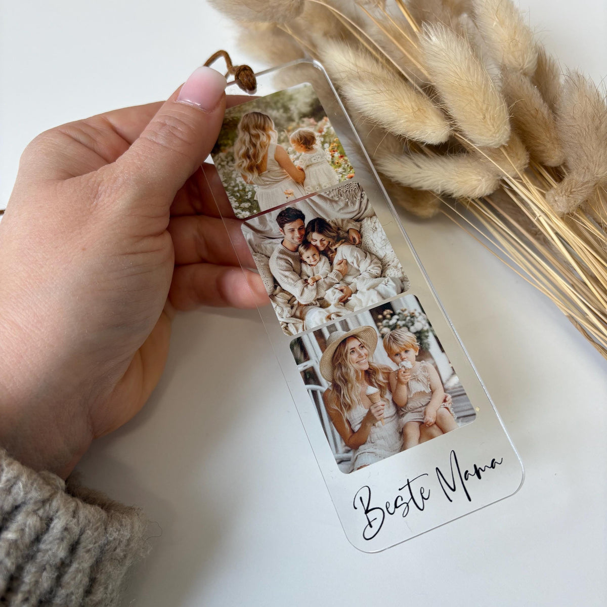 Personalized Three-Photo Acrylic Bookmark – product view 1
