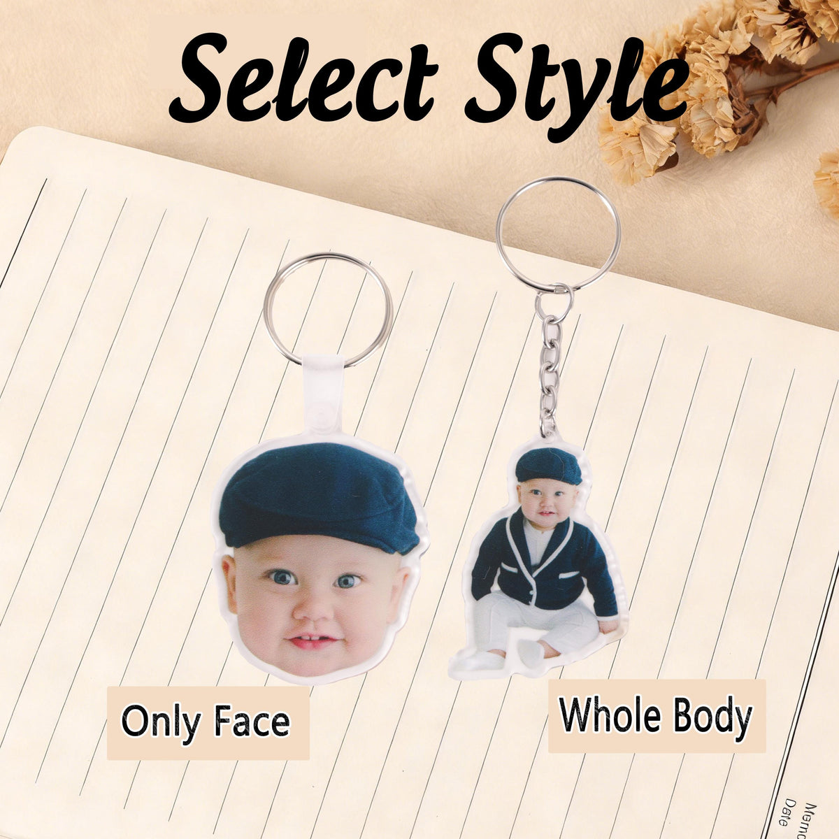 Custom Photo Cutout Acrylic Keychain – personalization example or guide