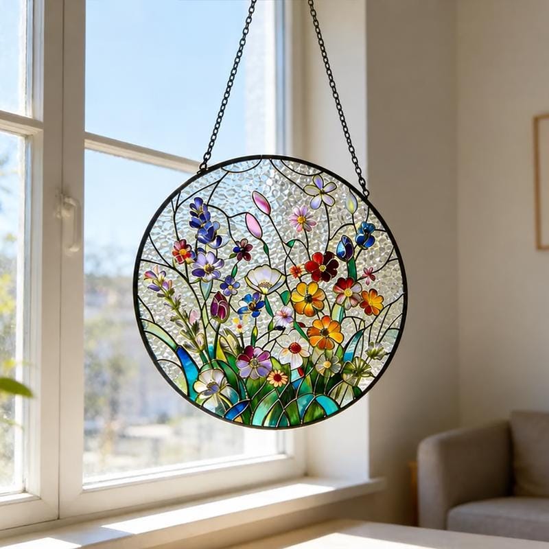 Wildflower Meadow Printed Glass Suncatcher – product view 6