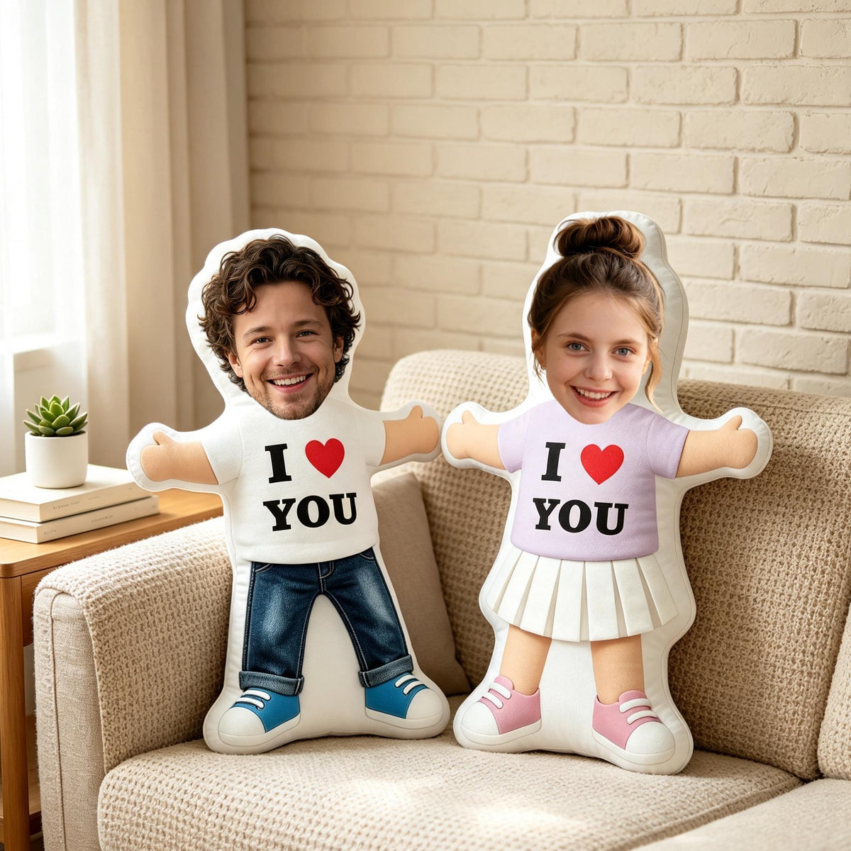 Custom Face I Love You Shaped Pillow – personalization example or guide