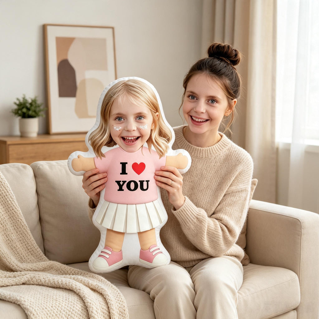Custom Face I Love You Shaped Pillow – personalization example or guide