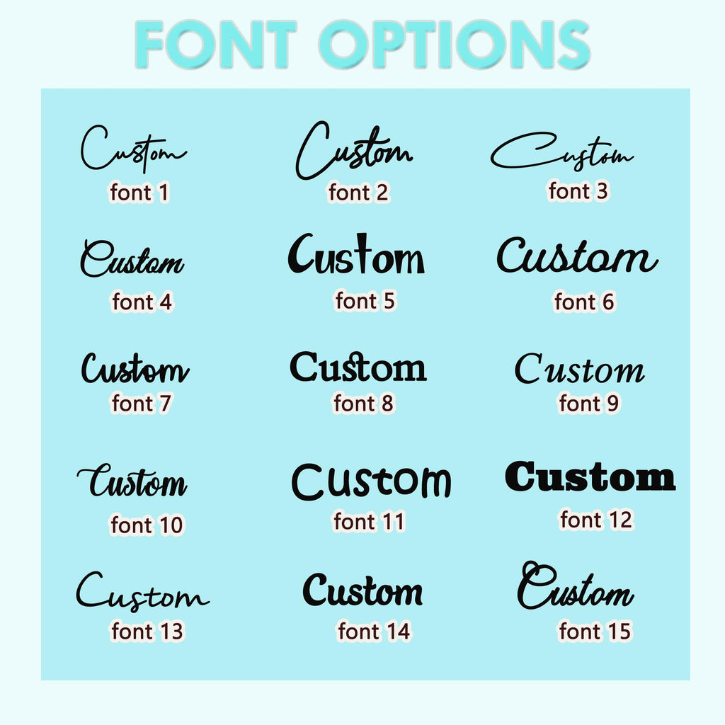 Custom Face I Love You Shaped Pillow – font chart 1–15