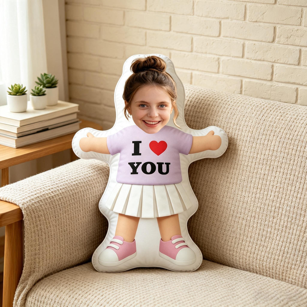 Custom Face I Love You Shaped Pillow – personalization example or guide