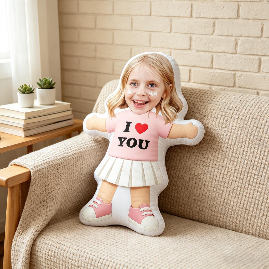 Custom Face I Love You Shaped Pillow – personalization example or guide