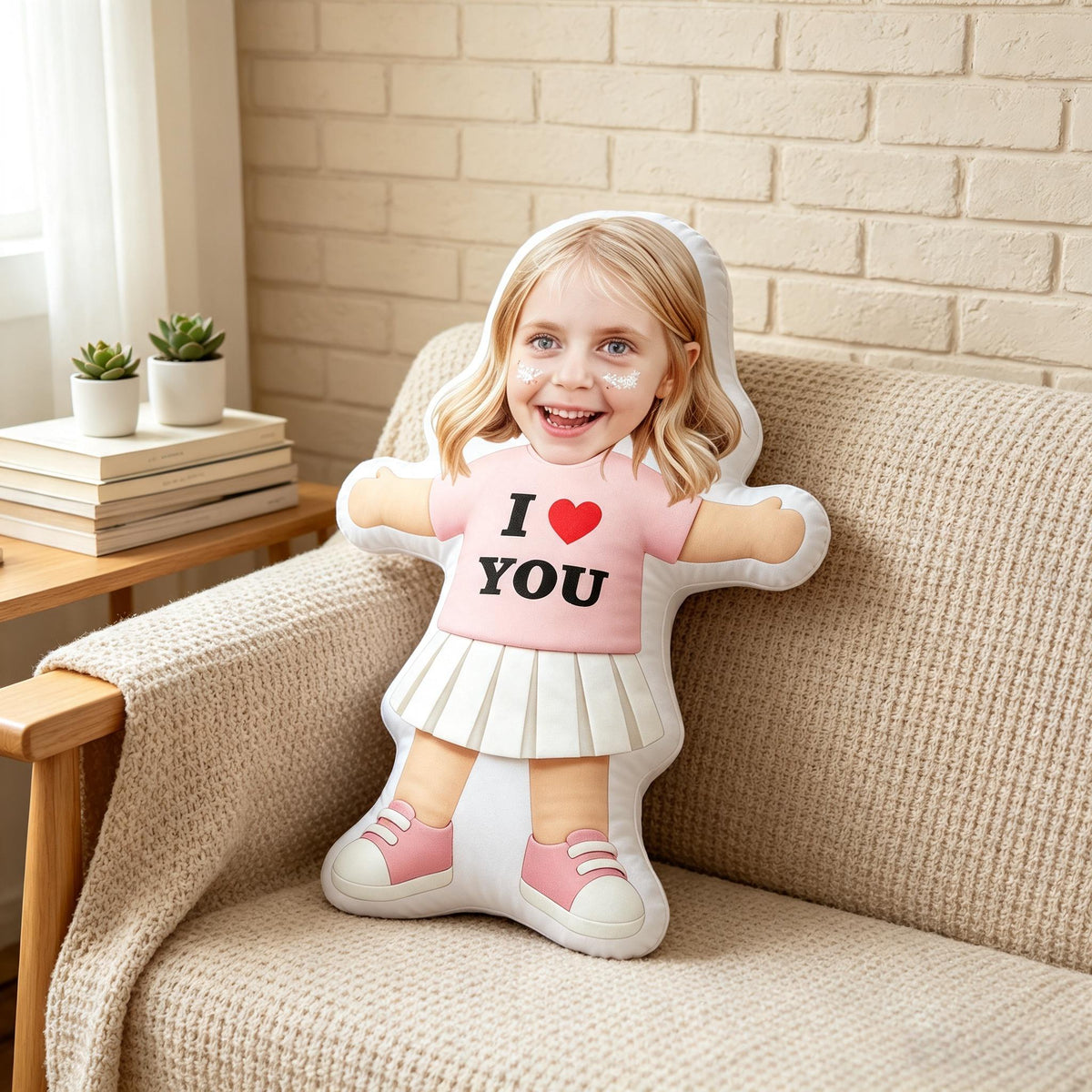 Custom Face I Love You Shaped Pillow – personalization example or guide