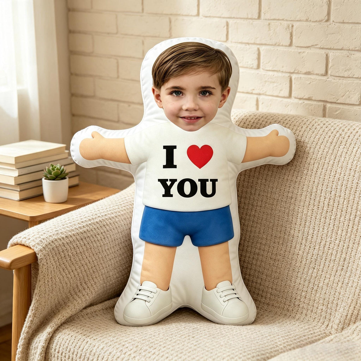 Custom Face I Love You Shaped Pillow – personalization example or guide