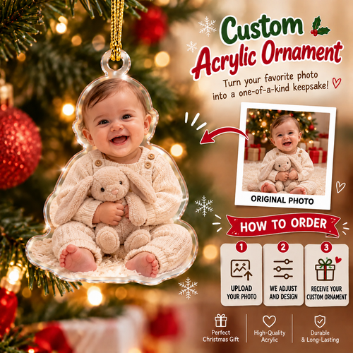 Custom photo acrylic Christmas ornament example 2