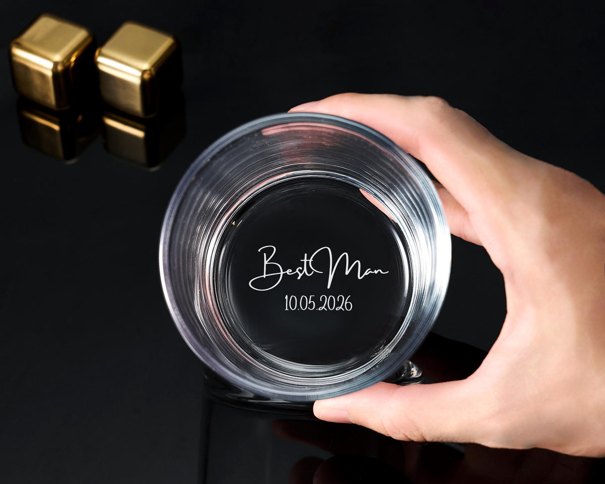 Custom Message Bottom Engraved Whiskey Glass – product example 1