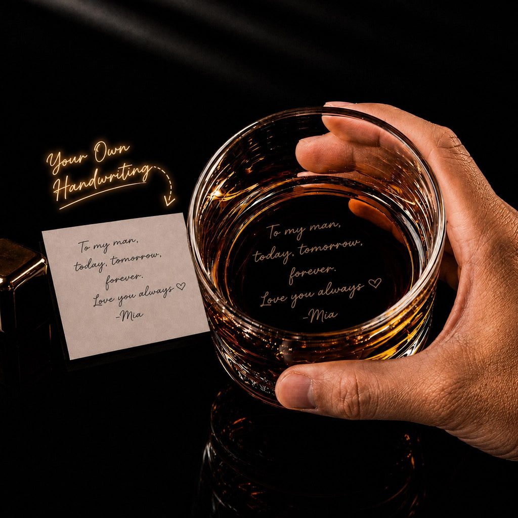 Custom Message Bottom Engraved Whiskey Glass – product example 2
