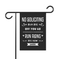No Soliciting Buh Bye Off You Go Funny Garden Flag — view 1