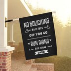 No Soliciting Buh Bye Off You Go Funny Garden Flag — view 4