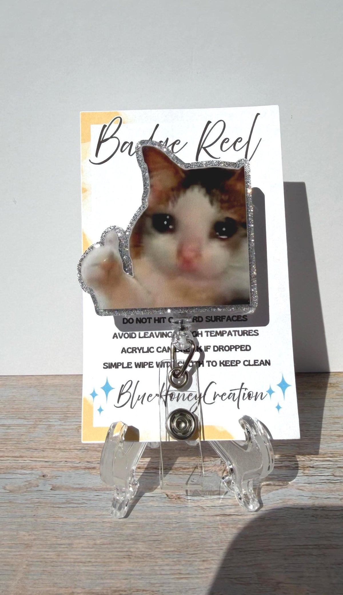 Sad Hamster Meme Retractable Acrylic Badge Reel — view 3
