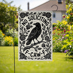 F-Caw-F Crow No Soliciting Funny Garden Flag — view 1