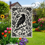 F-Caw-F Crow No Soliciting Funny Garden Flag — view 6