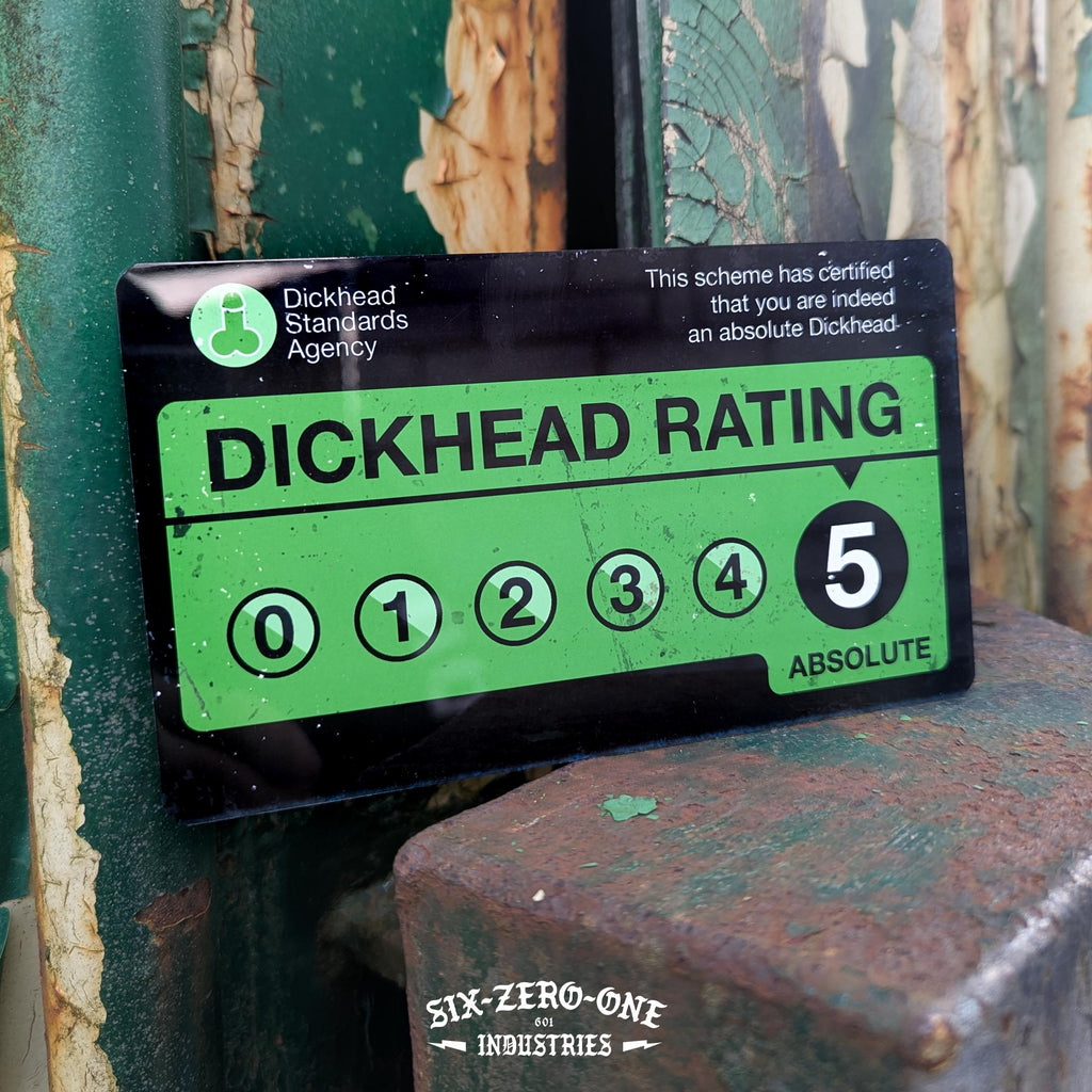 Dickhead Rating Funny Office Metal Sign — view 1