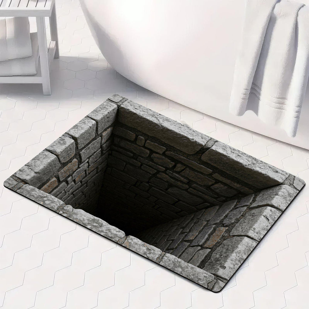 Stone Well 3D Optical Illusion Printed Floor Rug — view 2