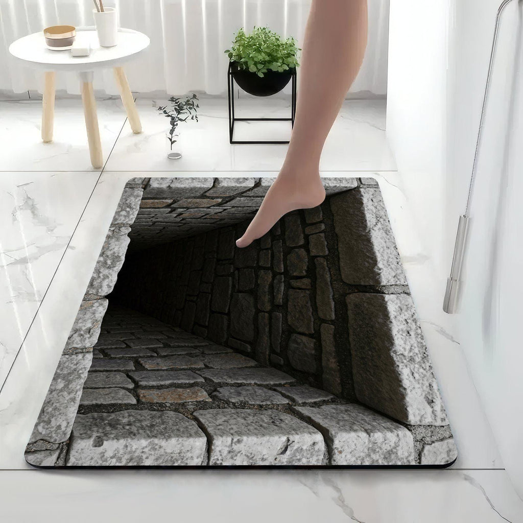 Stone Well 3D Optical Illusion Printed Floor Rug — view 3