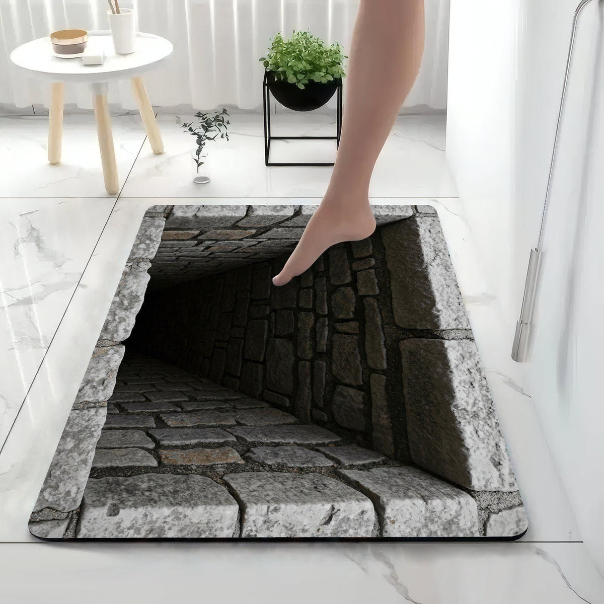 Stone Well 3D Optical Illusion Printed Floor Rug — view 3