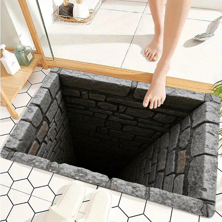 Stone Well 3D Optical Illusion Printed Floor Rug — view 4