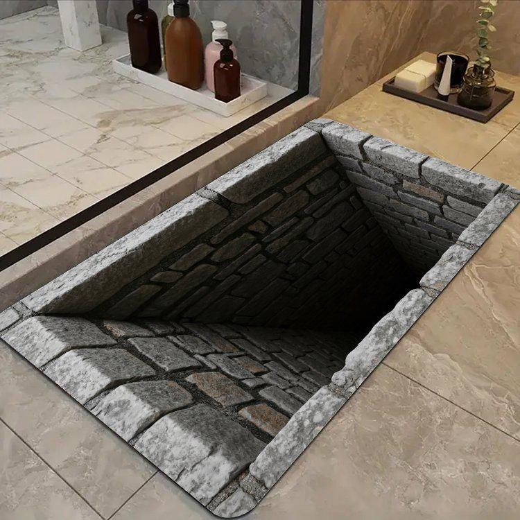 Stone Well 3D Optical Illusion Printed Floor Rug — view 5
