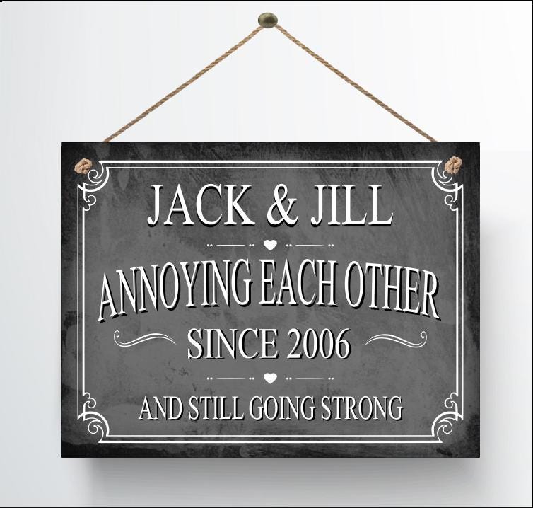 Personalized Annoying Each Other Since Anniversary Metal Sign — view 7