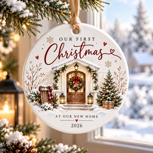 Our First Christmas at Our New Home 2026 ornament - festive lifestyle photo 1