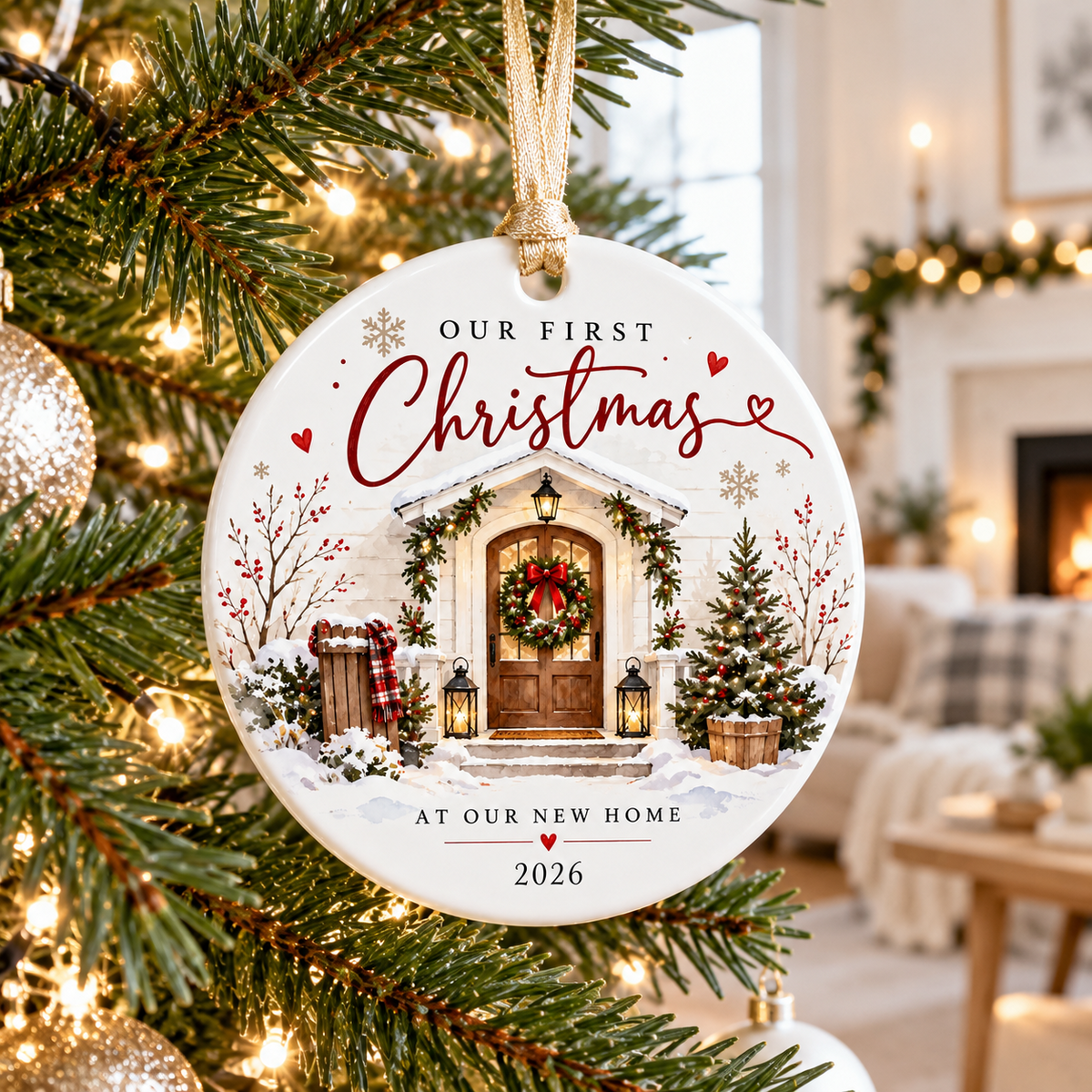Our First Christmas at Our New Home 2026 ornament - festive lifestyle photo 3