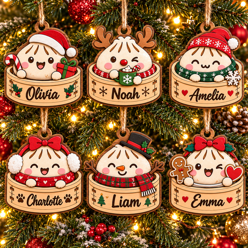 Six personalized Christmas dumpling ornament designs