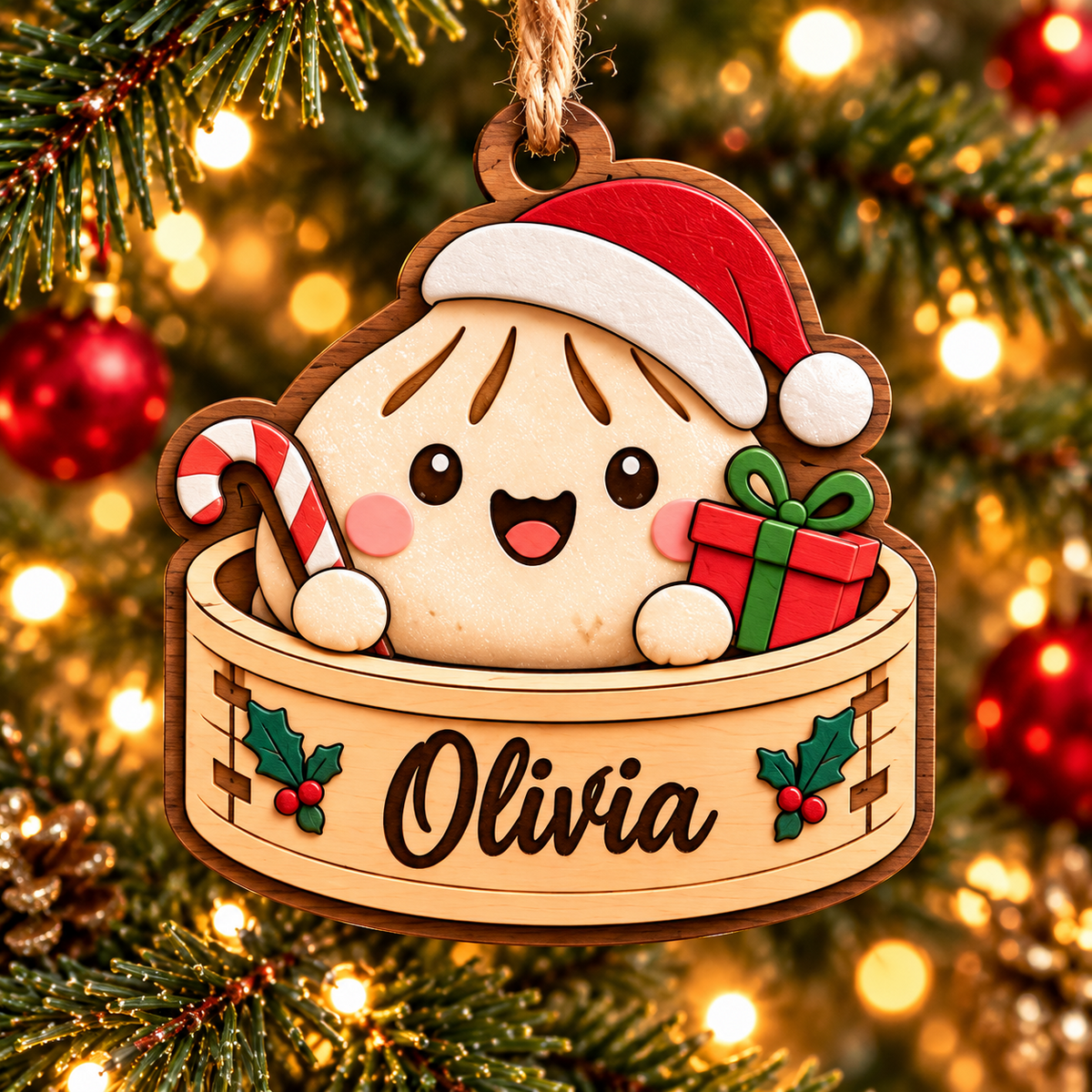 Personalized Christmas dumpling ornament mockup 1