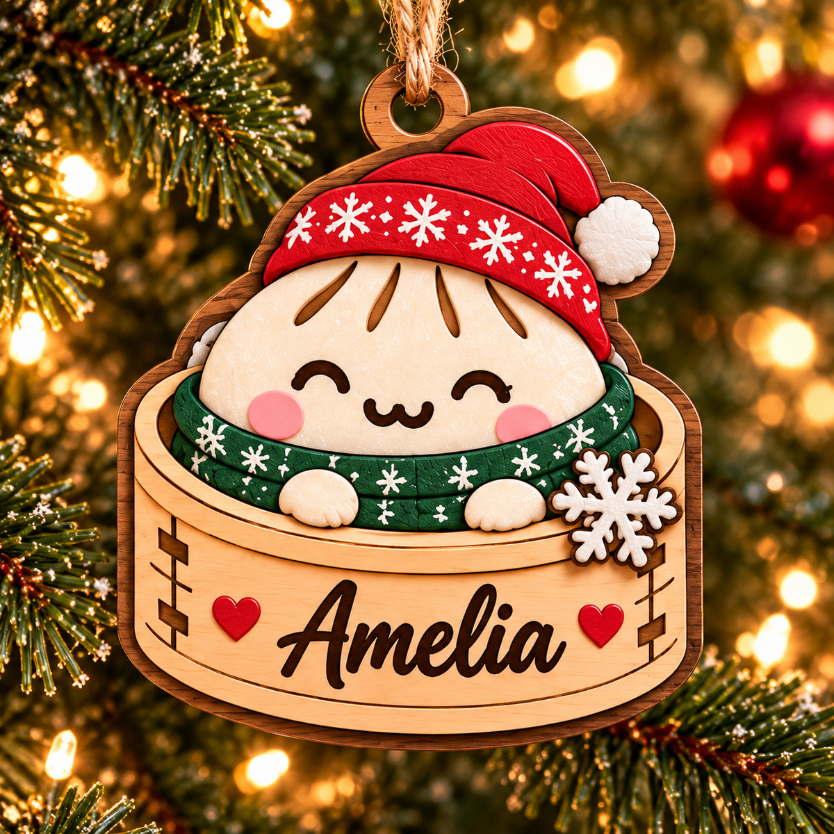 Personalized Christmas dumpling ornament mockup 3