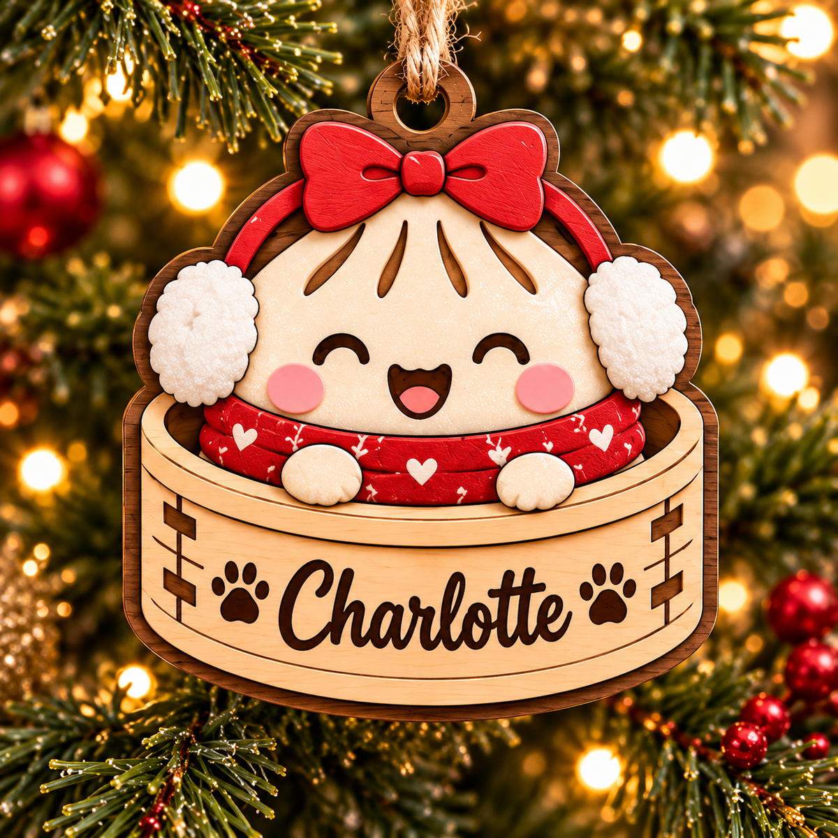 Personalized Christmas dumpling ornament mockup 4