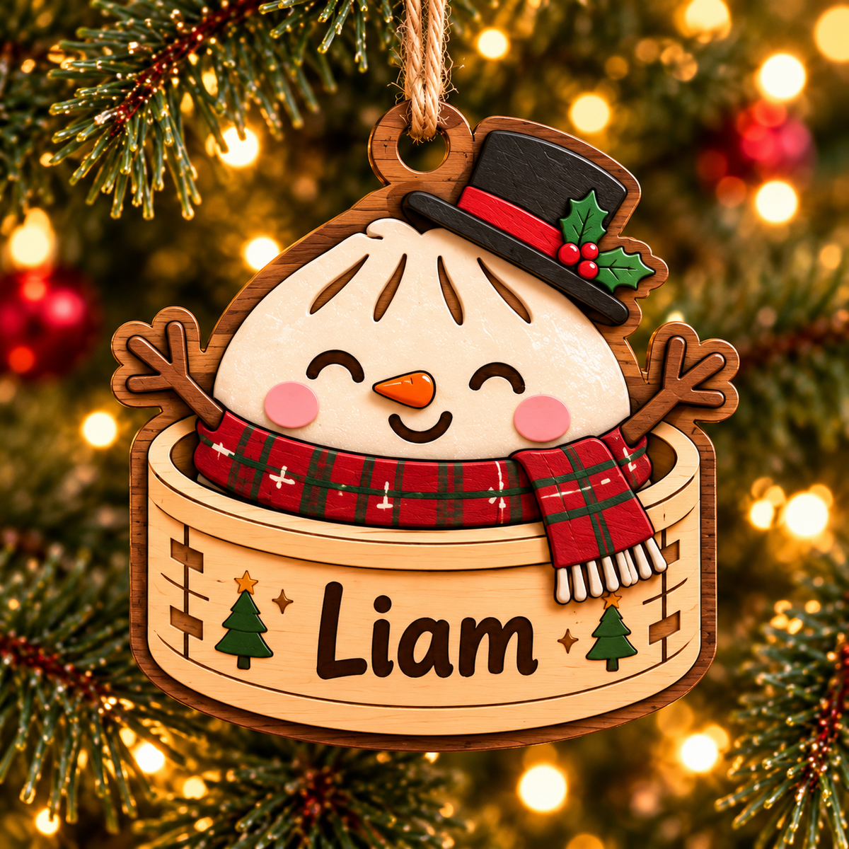 Personalized Christmas dumpling ornament mockup 5