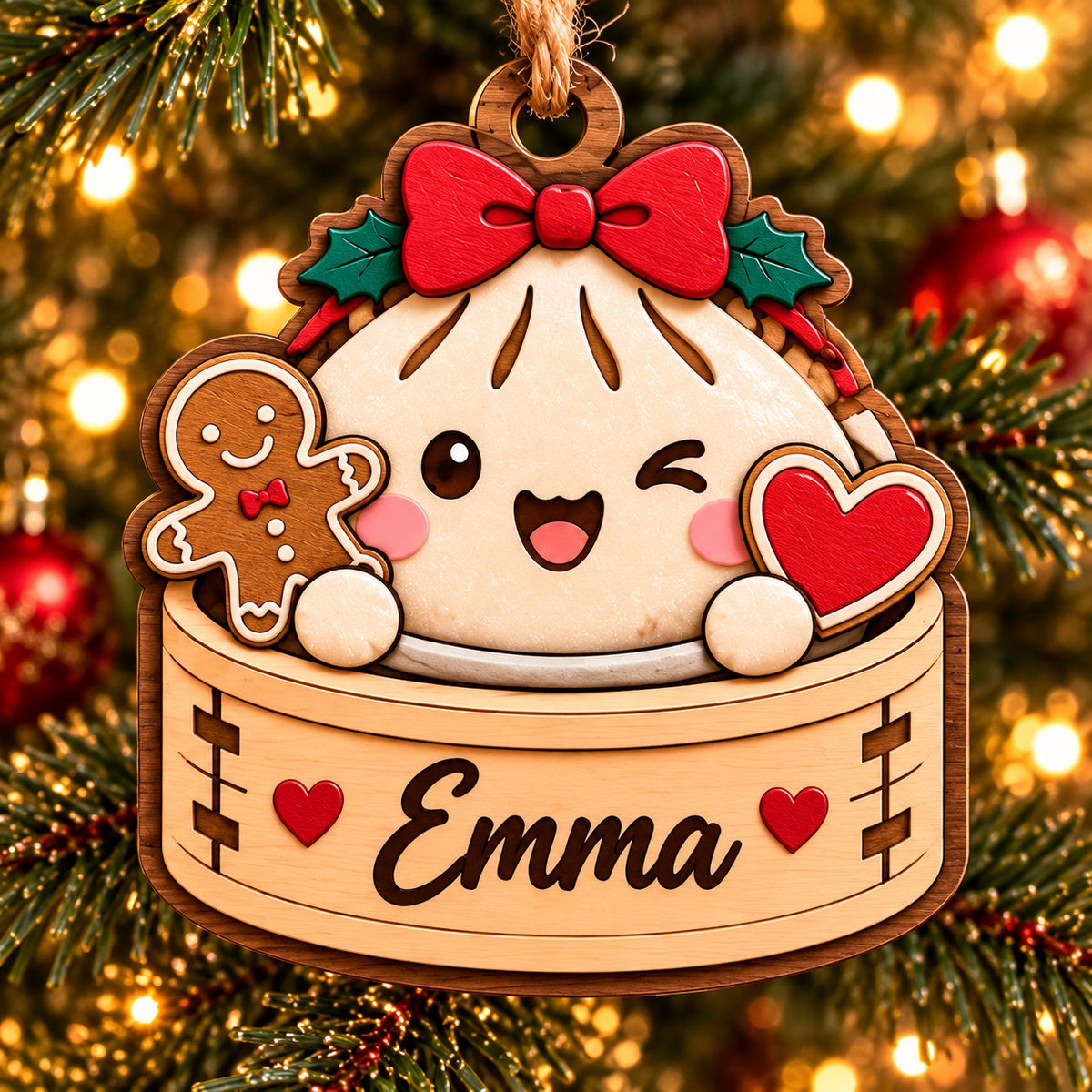 Personalized Christmas dumpling ornament mockup 6